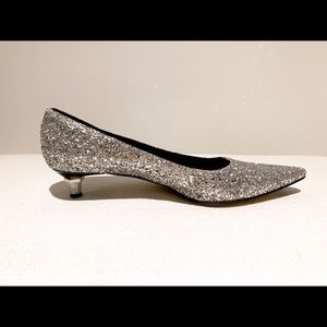 CASADEI Elvis Silver Glitter Encrusted Heels 39.5